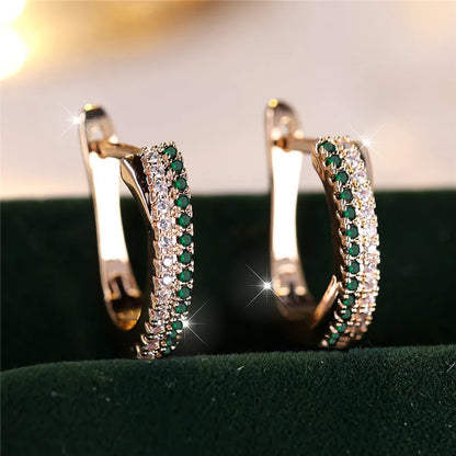 Luxury Female Red Zircon Stone Clip Earrings Charm Gold Color Weddings, MOTHERS DAY, and everday wear Jewelry For Women