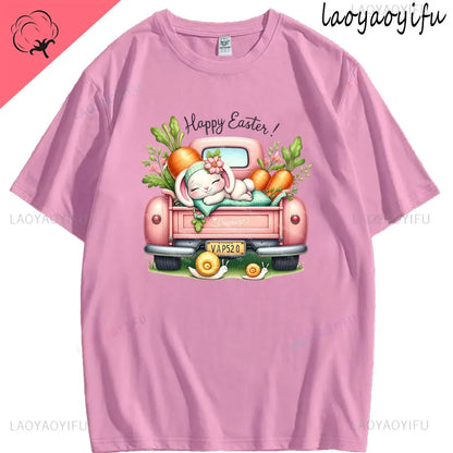 Bunny with Sunglass Unisex Retro Aesthetic T-shirt Funny. Happy Easter Bunny,  Cotton Tshirt, Ears  and Cute Rabbit