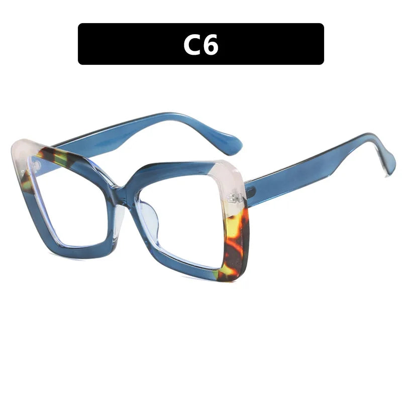 New Large-Frame Polygonal Irregular Flat-Frame Glasses.   Fashion Women's Butterfly Frame.  Glasses with   Anti-Blue Light.