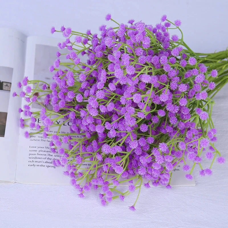 90 Headsof  Artificial Flowers /Bouquet,  61cm Plastic Gypsophila Fake Flower for Home Decor,  Wedding , Party Decorations,  Vase Accessories. A  "few " white bundles remain.  Tiffany Blue and Light Purple have ample availabl