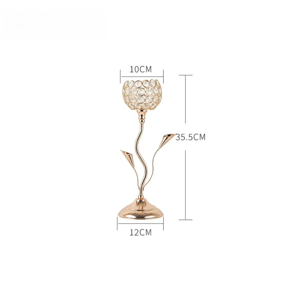 1Pcs Modern Crystal Tealight,  Metal Candle Holders,  Wedding Party, Church Deco,  Dinning Table Centerpieces Candlestick Decoration