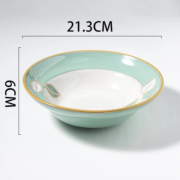 Japanese rural ceramic tableware Vine leaf soup bowl Lamian Noodles bowls Hot vegetable bowls Cover and pour rice bowl bowl set