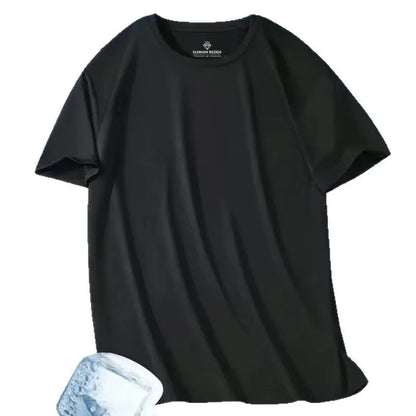 Summer Ice Silk Men T Shirt, Short Sleeve, Round Neck,  Breathable, Thin, Quick Drying Tees, Soft ,Elasticity, Some Color/sizes not Available, but most are available.  JUST check sizing charts, also.