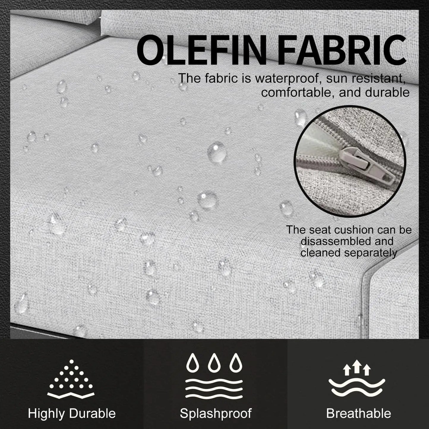 4 Seats Modern Patio Furniture Set, Sectional Sofa Conversation Set with Coffee Table, Upgraded Washable Cushions, Grey