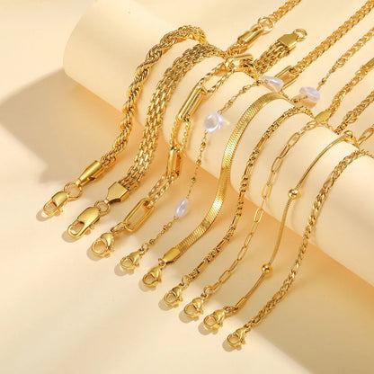 Waterproof Stainless Steel Chain Bracelets For Women.  Gold Plated Fashion and   Stackable Link Bracelet Gifts.  Great Gift for MOTHERS DAY