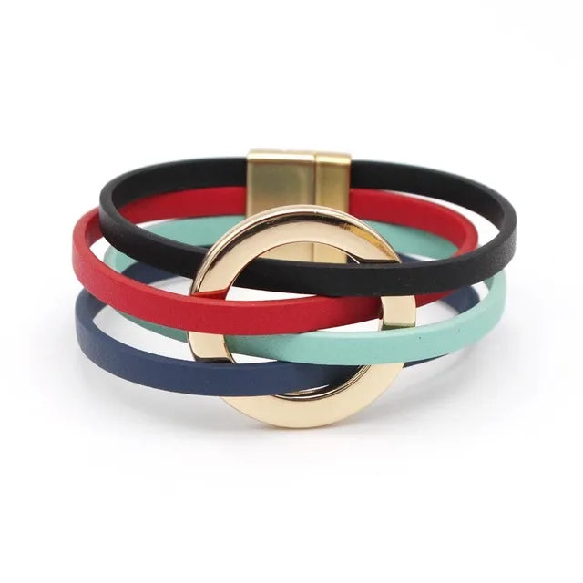 Leather Bracelets For Women, Fashion Bracelets & Bangles , Elegant Multilayer Wide Wrap Bracelet. Jewelry Gift.  All Colors Available except Lt. GRAY and AQUA