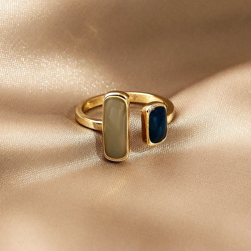 Adjustable Colorful Drip Glaze Ring  for Women to pair with a Fashion  bracelet.   Geometric Gold Colour Metal Rings for MOTHERS DAY Gift to complete the ensemble.