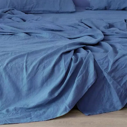 3PCS 100% Washed Linen Sheet Set Natural Flax Bed Sheets 2 Pillowcases Breathable, Soft Farmhouse Bedding,  Bedsheet Flat Sheet