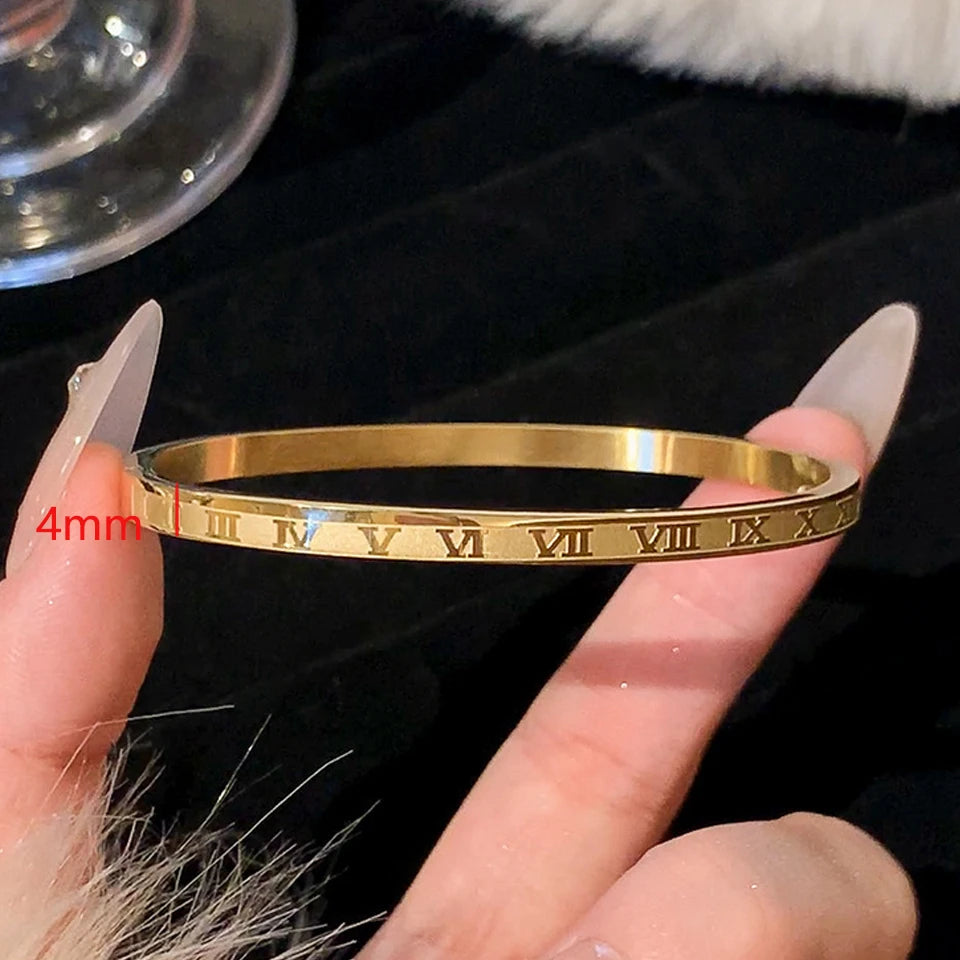 5/1pcs Sparkling Zirconia Inlaid Stainless Steel Bracelet Set for Women,  Stackable Bangles Fashion Non Fading Jewelry Gift.  Perfect for Mothers Day!