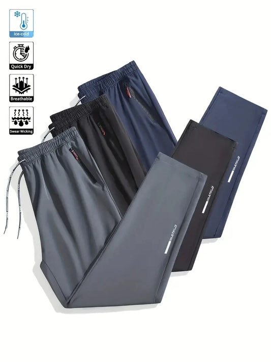 Soft Men's Casual Straight Pants,  Stretch Elastic Waist,  Jogger,  Classic Blue /Black/ Gray Trousers with Plus Sizes