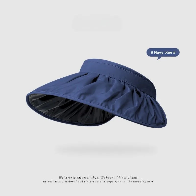 UPF50+ Sun Visor Hat Dual-Use Full Face Sun Protection Foldable Headband for Beach Hiking Outdoor Summer Hats for Women.  Blue and Pink are available.