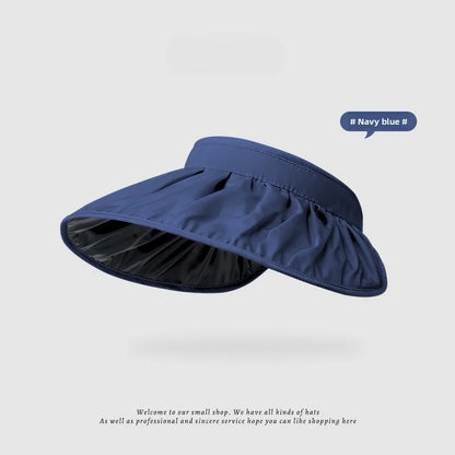 UPF50+ Sun Visor Hat Dual-Use Full Face Sun Protection Foldable Headband for Beach Hiking Outdoor Summer Hats for Women.  Blue and Pink are available.