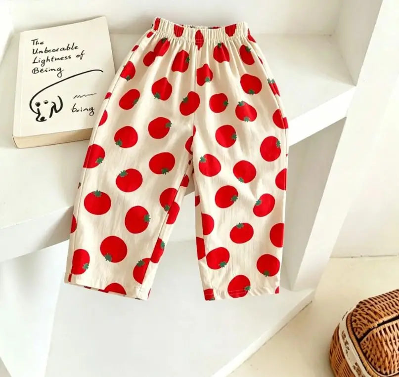 All Over Print Wide Leg Pants for  Kids, 4-6 Yrs.   Soft Cotton Casual Trousers For Toddler Boys And Girls Summer / Autumn Clothing