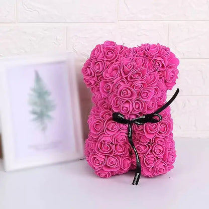 25cm Artificial Teddy Rose Flower Bear with Box.   Romantic Valentines Day Gift for Girlfriend,  Teen , Women Anniversary or Wedding Party