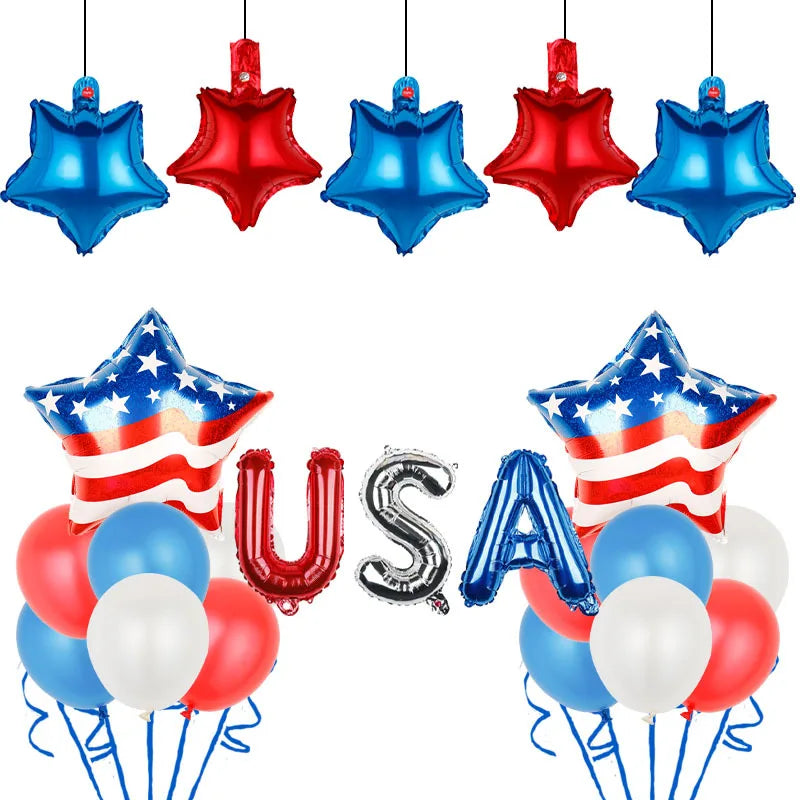 American Flag Balloons Set,  Patriotic Days Foil Balloons For USA Theme Party Decoration, Patriotic Balloons