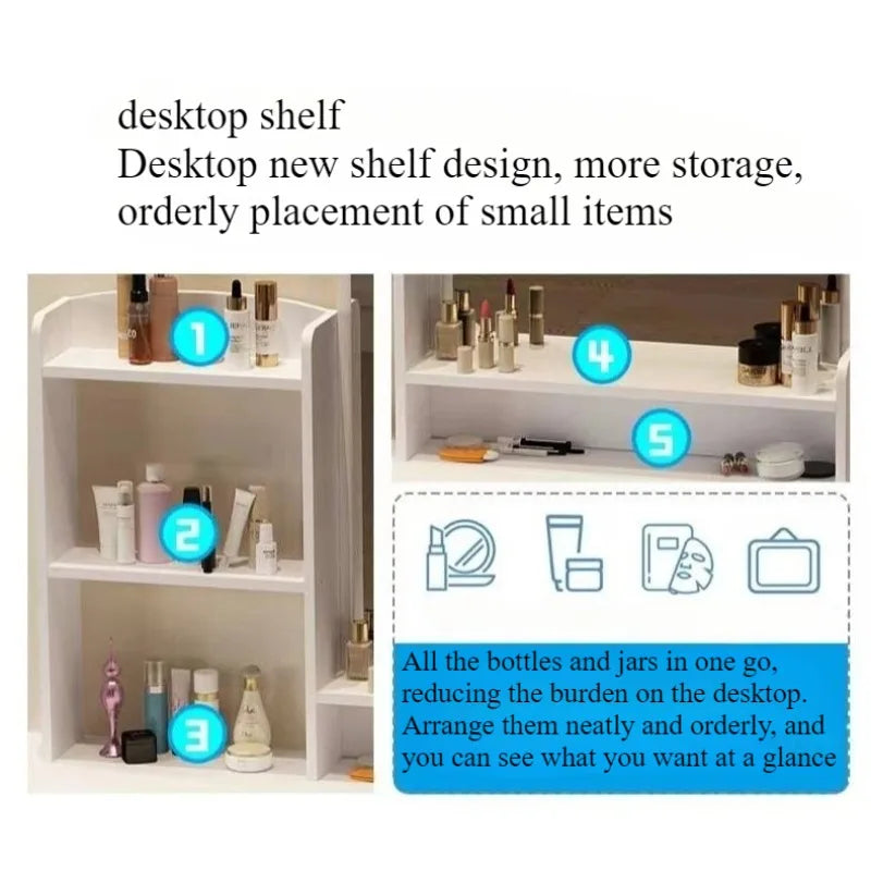Makeup table bedroom with mirror storage integrated, for small apartment or space,  simple multi-functional,  Internet dresser