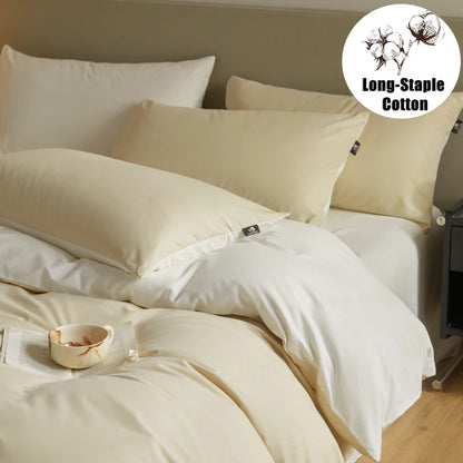 A-Class 100s Long-Staple Cotton Sateen, Brushed,  Solid Bedding Set Duvet Cover Set Luxurious Milled Softness, Smooth