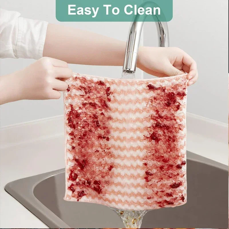 10/40PCS Super Absorbent Dishcloths Coral Fleece Cleaning Cloths Thickened Kitchen Washing Dish Rags Glass Windows Wipe Towels