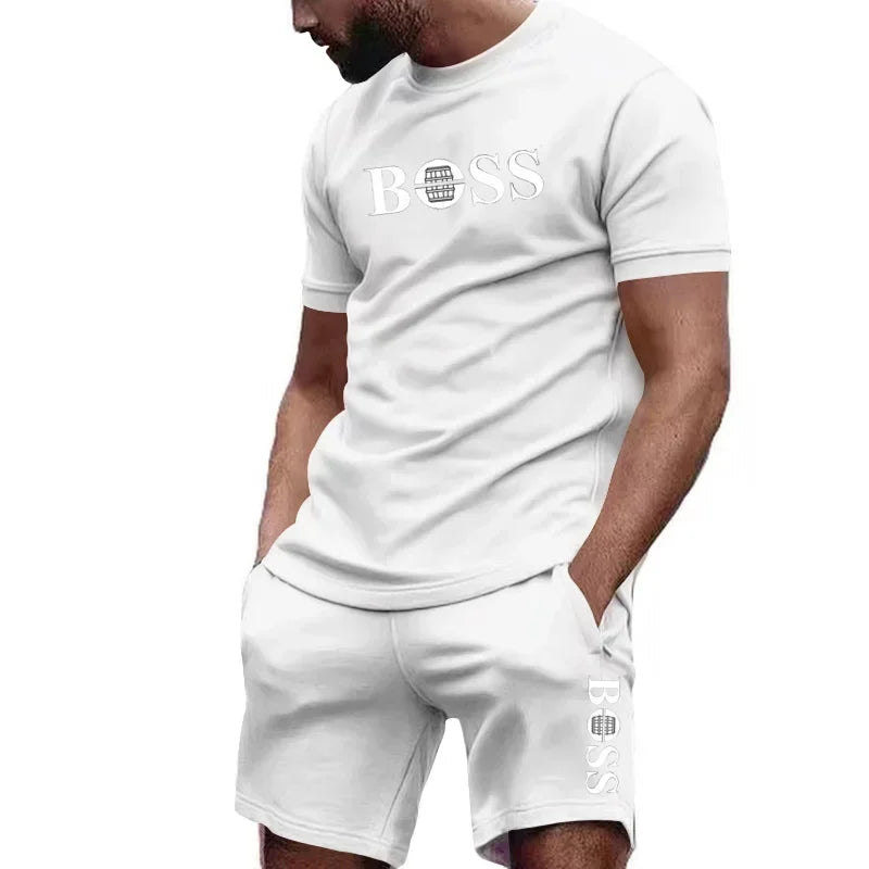 Men's two-piece sportswear.  Short sleeved T-shirt and pants set for  running and fitness sportswear 2026 summer.