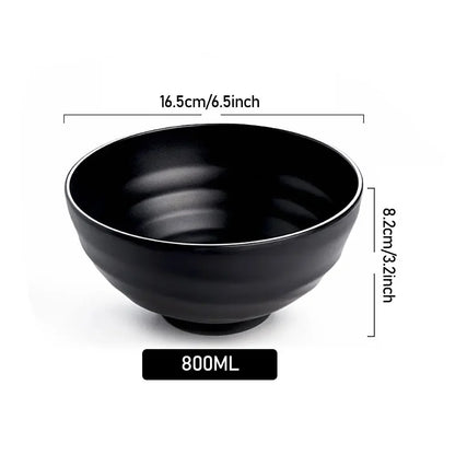 Fancy family Black Frosted Melamine.  Japanese Style Beef Ramen Bowl with Bamboo Hat Shape . Soup Bowl Tableware