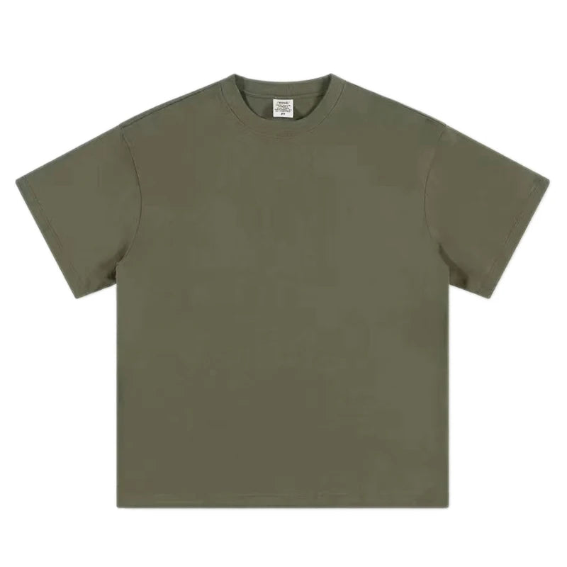 Black, White, COLORS,  GSM 500g Heavy-duty Pure Cotton T-shirt,  Thickened,  Threaded,  Round Neck,Short Sleeves,Half Sleeve Tees.