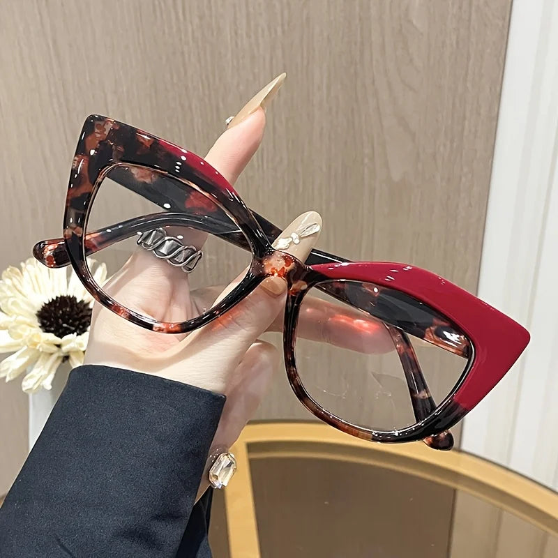 New style Stylish Cat-Eye Glasses with Unique Blue Light Blocking Feature.   Retro-Style Eyewear Designed for Women with Color.  The only combination of color that isnt available is BLUE/LEOPARD.  Everything else is Very Good