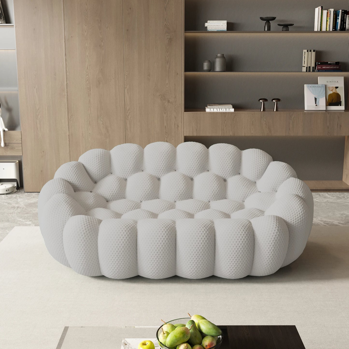 78'' Modern Curved Boneless Sofa.  Comfy,  3D Knitted Fabric in 5 colors.   Loveseat Couch,  Football-Shaped Lazy Floor Sofas for Living Room