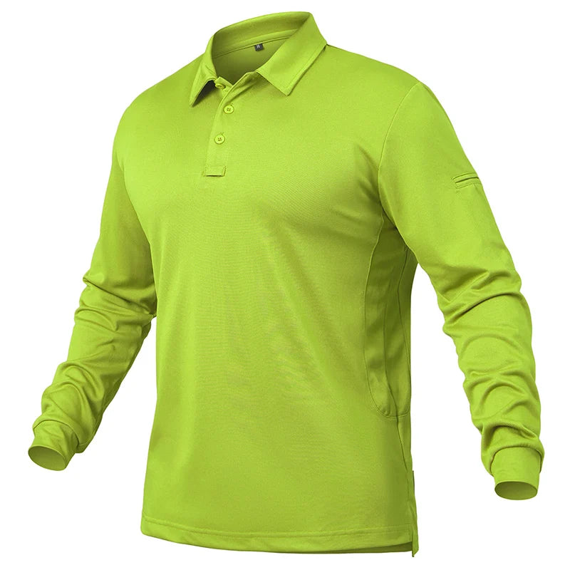 Men's Performance Long Sleeve POLO  Shirt.  No Shrinking,   Lightweight,   Breathable, Outdoor Polo Shirts  with UPF50+ Pique Jersey Golf Shirt.  NOT much stock left but you might be lucky. 6 colors to pick from so worth a lo
