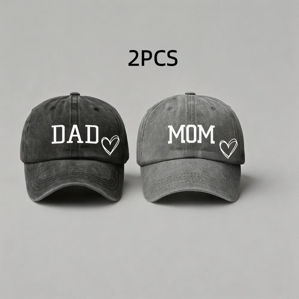 2pcs/set Fashion DAD MOM Love Printed Baseball Cap Washed Cotton Adjustable Couple Cap Baseball Caps For Men/ Women.  Black/Pink and Navy /PINK are the most pairs,BUT....Its still below our measurement.  If you want to try Pl