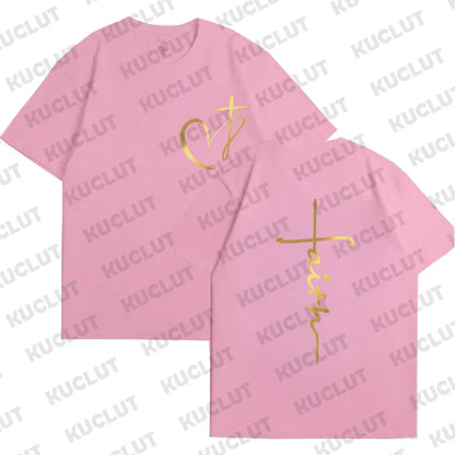 Heart Cross Print Christian T-shirt for Men or Women. Summer,  Plus Size Tee Shirt, Oversized T Shirt