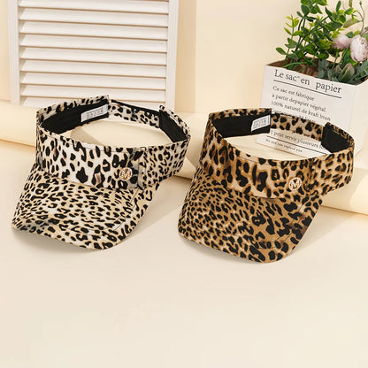 Women's Summer Adjustable Hollow Top Baseball Cap in s  Leopard Prints, Sun Visor,  Breathable,  UV Protection