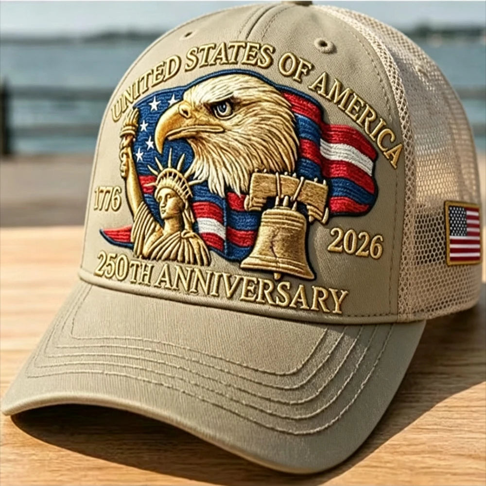 Americas  250th Anniversary Eagle Print Baseball Cap,  Unisex and  Adjustable Mesh Cap.  Summer Outdoor Sun Shade Breathable Baseball Caps