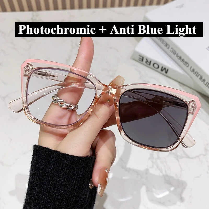 Multi Focus+photochromic Reading Glasses Anti Blue Light Glasses for Both Near and Far.  Use More Suitable for Women Glasses