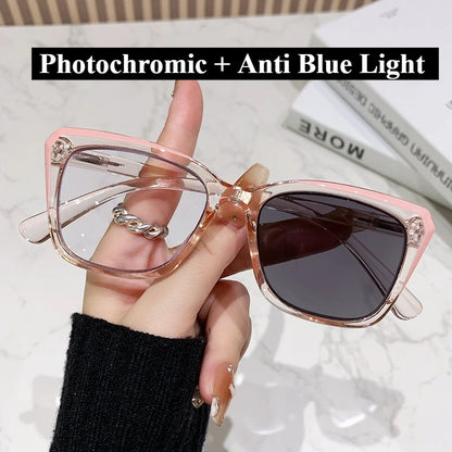 Multi Focus+photochromic Reading Glasses Anti Blue Light Glasses for Both Near and Far.  Use More Suitable for Women Glasses