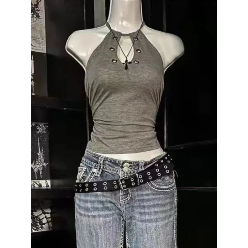 Womens Summer Vintage,  Casual, Sweet/ Spicy Tees.   Sleeveless Aesthetic Slim Fit Tank, Crop Tops