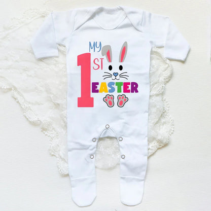 'My First Easter Bunny' Printed Baby, Babygrow Sleepsuit, Bodysuit  for Newborn, Coming Home Hospital Outfit, Infant Easter Party Romper