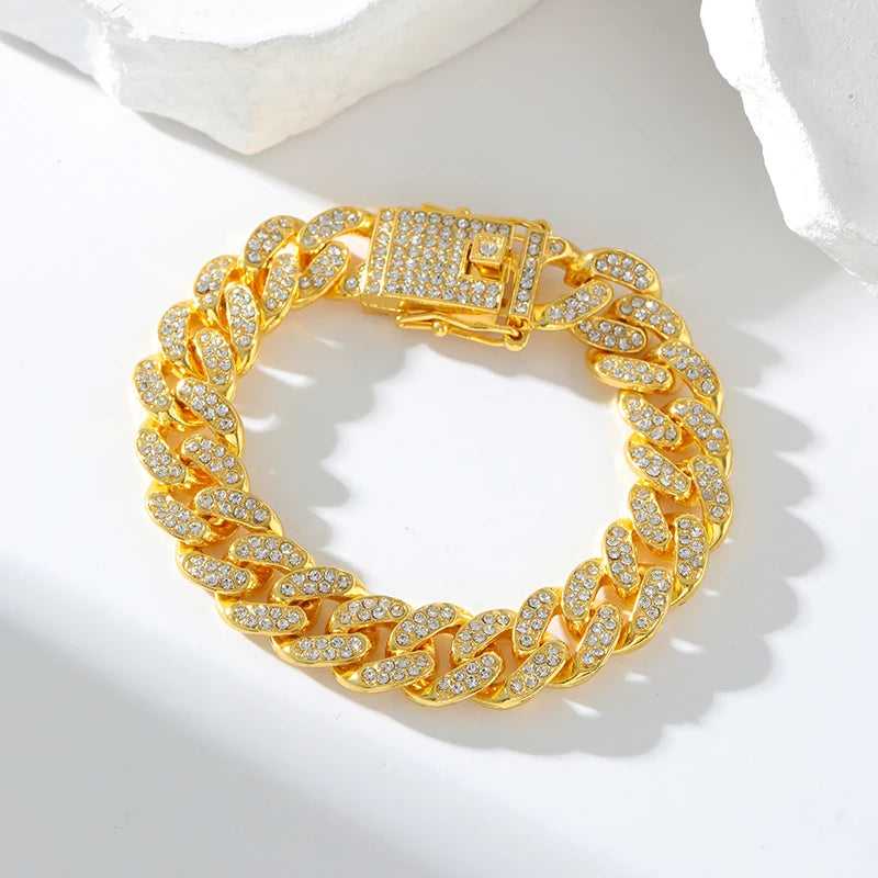 316L Stainless Steel Gold Color Cuban Chain Bracelet For Women /Men/Couples.  Trendy  Waterproof Wrist Chain Jewelry Gift