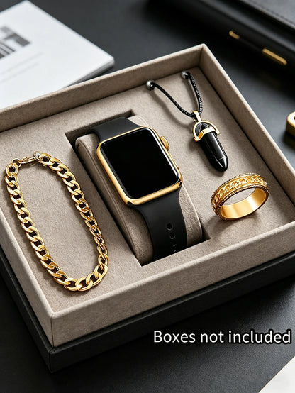 Men's LED Square Watch And 3 pieces of Jewelry Set  for Gift or just because.   Not a  " Smartwatch" (BOX  Not Included) SEVERAL CHOICES