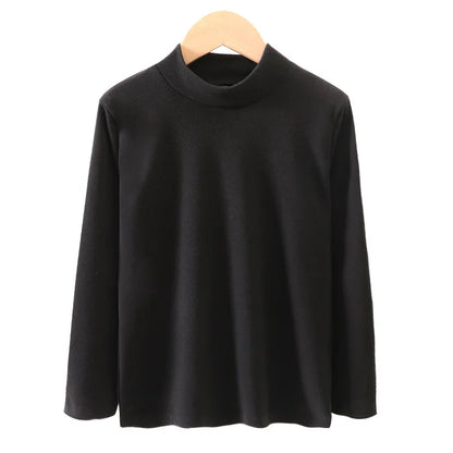 Children's Clothing,  Boys / Girls Winter Thermal T-shirts, Turtleneck,  Solid,  Long Sleeve,  Soft Warm Fleece,