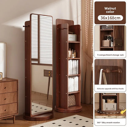 360° Rotating Full Length Floor Mirror with Storage Shelves,  Modern Standing Dressing Mirror for Living Room  or  Bedroom Furniture