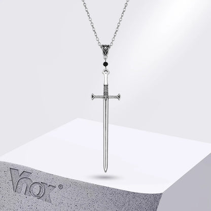 Vnox Mens Punk Rock Sword Cross Pendant Necklaces, Retro Gothic Long Knife Necklace Hip Hop Jewelry for Women Teens