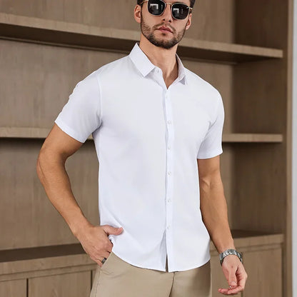 Men's Business Casual,  Solid Colors, Short Sleeved Shirt for Summer Fashion.   No Ironing,  Comfortable and Versatile