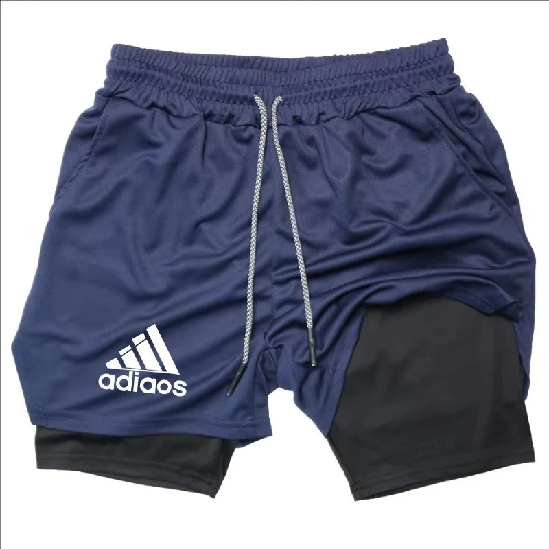 Men's Compression Shorts,  Summer Gym Fitness, Running,  Training Sports Shorts,  Two-In-One Mesh, Breathable and, Quick-Drying Shorts
