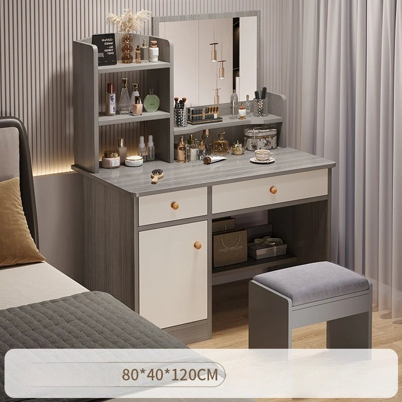 Makeup table bedroom with mirror storage integrated, for small apartment or space,  simple multi-functional,  Internet dresser