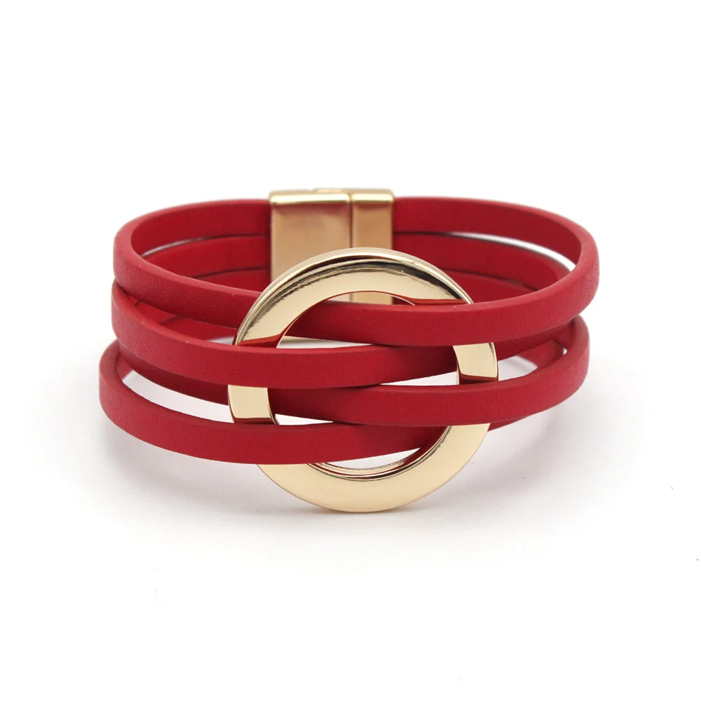 Leather Bracelets For Women, Fashion Bracelets & Bangles , Elegant Multilayer Wide Wrap Bracelet. Jewelry Gift.  All Colors Available except Lt. GRAY and AQUA