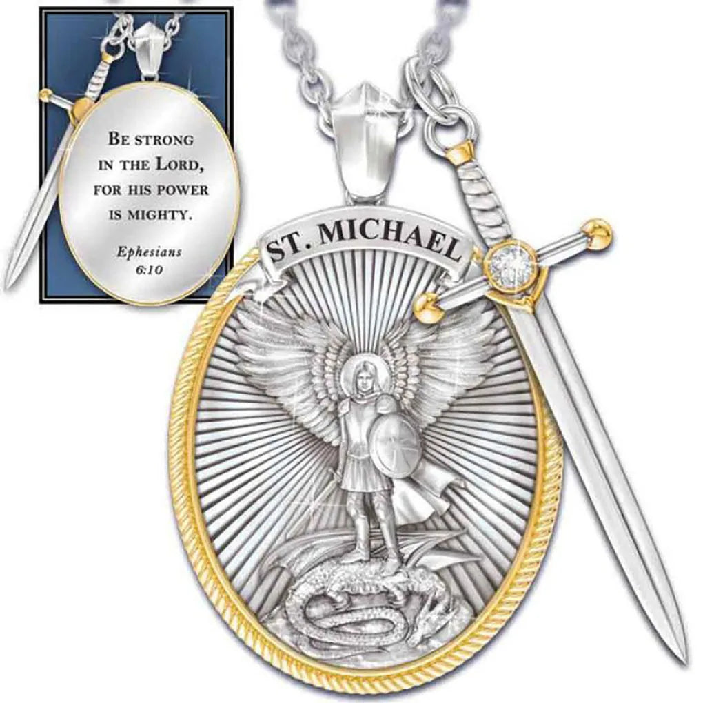 Catholic Patron Saint Pendant Michael , St. Michael The Archangel Pendant Necklace