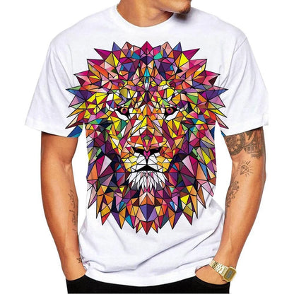 New Fashion Men's and Women's,  Kids O Neck 3D HD Printed Geometric Lion Pattern T-shirt.   Street Style,  Unisex Fashion Top 100-6XL