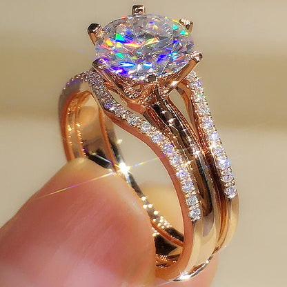 Unique Rose Gold Color Rings for Women.  Classic 6 Claws Designed,  for  Cubic Zirconia Rings  for Wedding /Engagement Bands