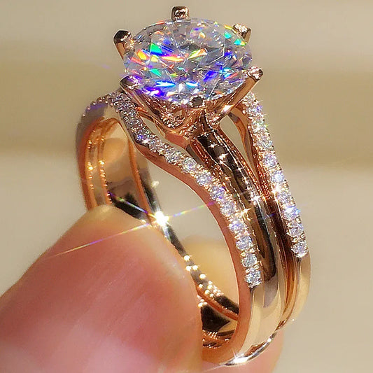 Unique Rose Gold Color Rings for Women.  Classic 6 Claws Designed,  for  Cubic Zirconia Rings  for Wedding /Engagement Bands