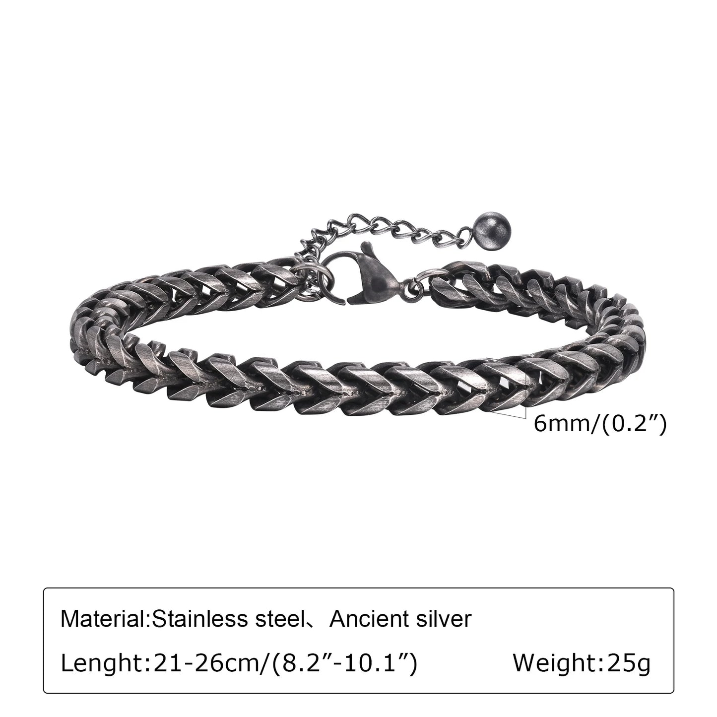 Vintage Chain Bracelets for Men, Boys. Byzantine Stainless Steel Braided Link Wristband,Retro Jewelry for any occasion but PERFECT FATHERS DAY Gift